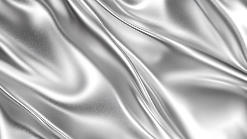 Shimmering Silver Satin Fabric Texture with Soft Folds.