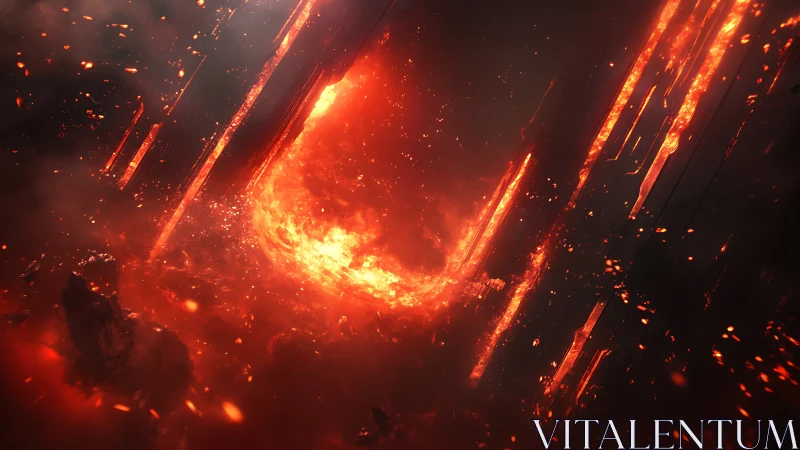 Explosive Energy Burst with Glowing Linear Elements.