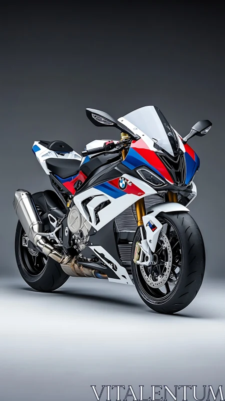 Sportbike elegance in bold BMW racing colors on display.