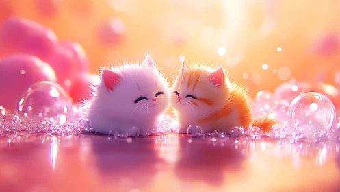 Luminescent Kittens in Crystalline Environment with Golden Bokeh