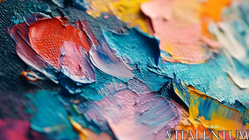 Vibrant abstract oil painting close-up with textured brush strokes.