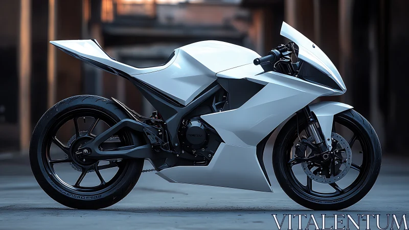 Sleek white sport motorcycle glows with bold futuristic style