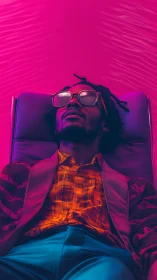 Chill lounge vibes with neon-drenched daydream energy.