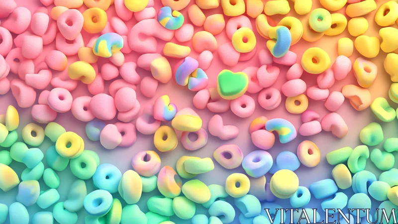 Multicolored abstract soft shapes in pastel gradient field.