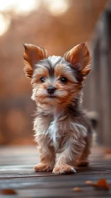 Autumn breeze pup with star-bright eyes and tousled fluff.