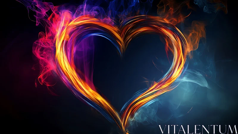 Neon Flame Heart: Luminous Abstract Energy.