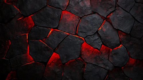 Cracked Molten Surface With Red Lava Glow.