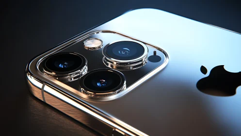 High-gloss smartphone macro with polished triple camera module.