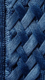 Woven Blue Textile With Diagonal Herringbone Weave.