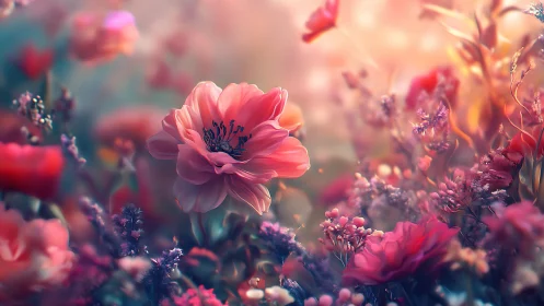 Dreamy Garden Blooms in Pink and Coral Tones.