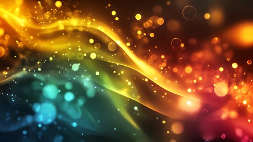 Aurora ribbons collide in glowing bokeh-swept color storm.