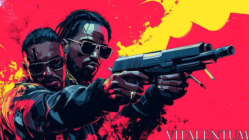 Bold duo in neon grit, sharing a fearless urban moment.