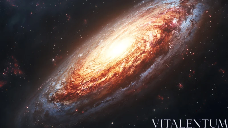 Spiral galaxy core blazing with stellar dust and nebular light.