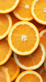 Juicy orange slices overlap in a vivid citrus pattern.