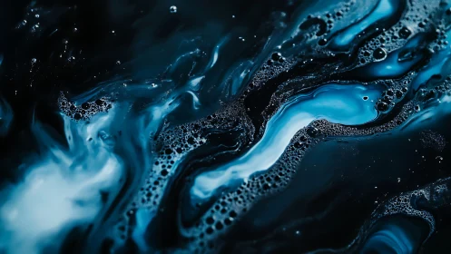 Dreamy blue liquid swirls drifting through midnight shadows.