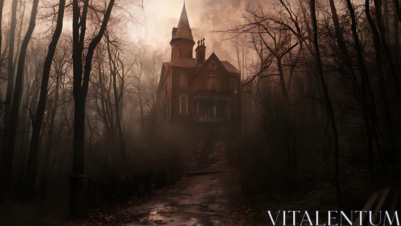 Old forest manor whispers upward through the bloodred fog