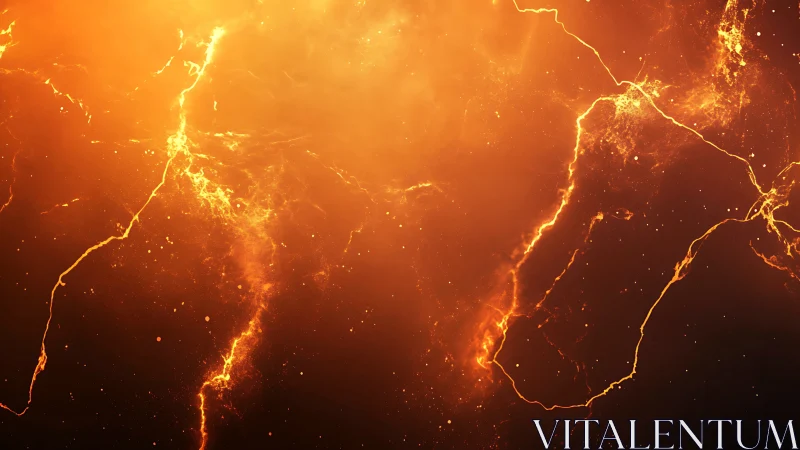 Digital lightning bolts traverse dark gradient background