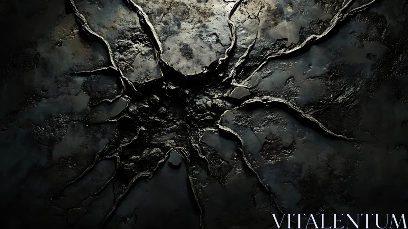 3D cracked metal surface with radial fracture structure design.