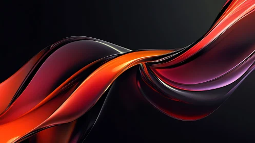 High-gloss translucent gradient ribbons on deep black field