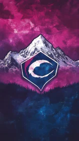 Cosmic mountain crest rising through vivid pink twilight.