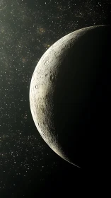 Crescent lunar terminator study in deep space chiaroscuro.