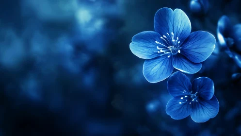 Blue flax flowers with sharp detail against blurred background