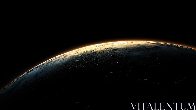 Terminator line over dark planet rendered in photoreal detail