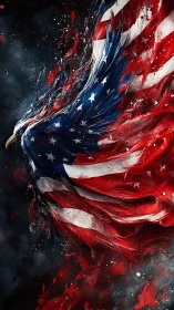 Soaring eagle unfolds into a bold, flowing American flag