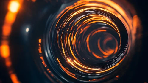 Futuristic Glowing Tunnel with Swirling Orange Light Effects.