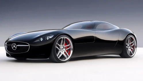 Aerodynamic black Mercedes concept coupe with sculpted reflective body