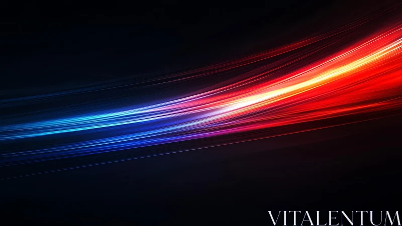 Vibrant red and blue light streaks on dark abstract background.