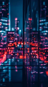 Midnight city reflections in neon pink and electric blue.