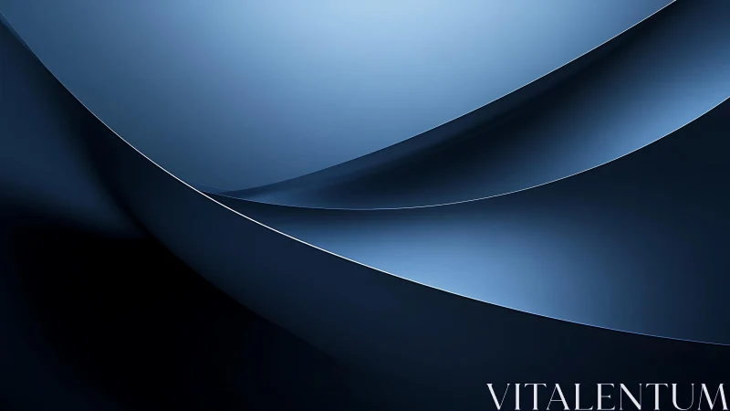 Smooth Metallic Blue Abstract Curves on Dark Background.