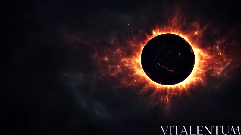 Burning solar eclipse ring cuts through deep cosmic darkness