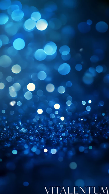 Blue bokeh light background with soft glowing circles.