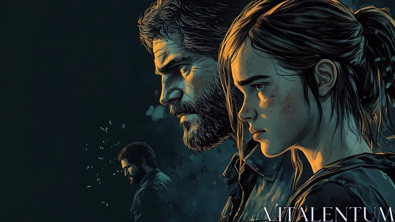 Side-profile illustration shows two figures in layered portrait