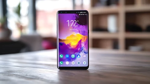 Modern Android Device Glowing with Vibrant Abstract Color.