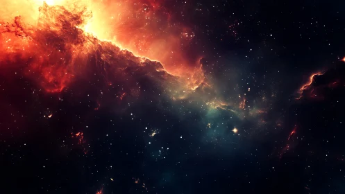 High-contrast emission nebula with dense starfield gradients