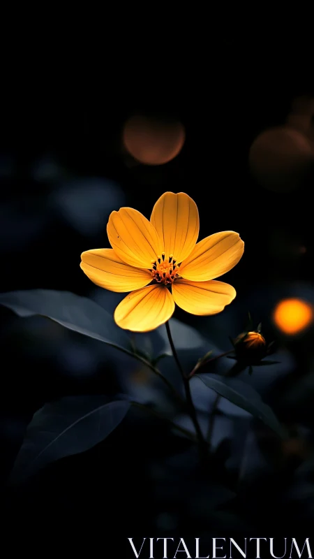 Yellow flower specimen against dark background.