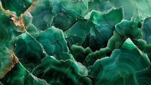 Emerald green agate crystal macro with fractured striations.