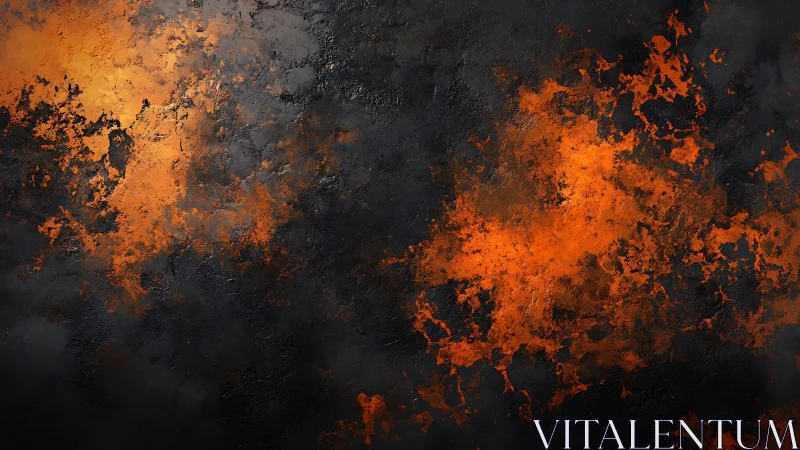 Abstract Oxidation Texture: Calcified Surface With Molten Orange Chroatic Deterioration