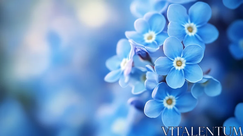 Blue Forget-me-not Flowers in Shallow Focus Composition