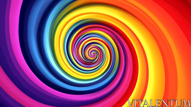Vibrant rainbow vortex tunnel spiraling into chromatic calm.
