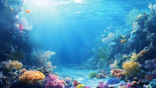 Sunbeams waltz through coral towers in a glowing reef city