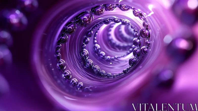 Purple metallic vortex of spiraling reflective spheres.