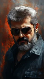 Storm-lit portrait of a steely silver-haired stranger.