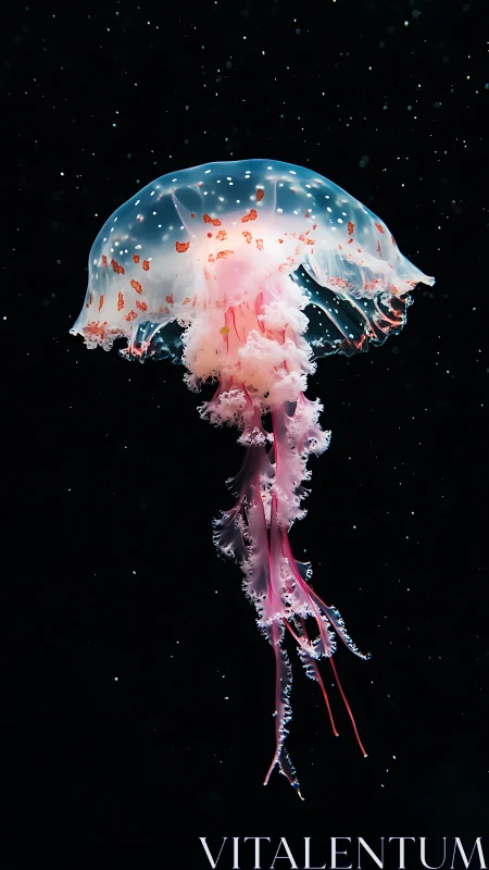 Starlit jellyfish drifts like a cosmic lantern of tides.