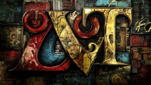 Layered letters stage a metallic carnival of urban color