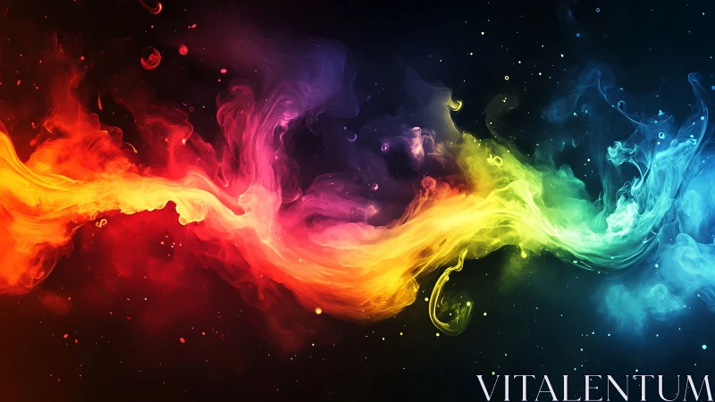Multicolor fluid wave on dark background in digital artwork.