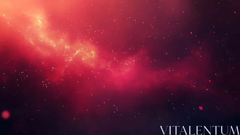 Radiant crimson nebula band in deep space composition.